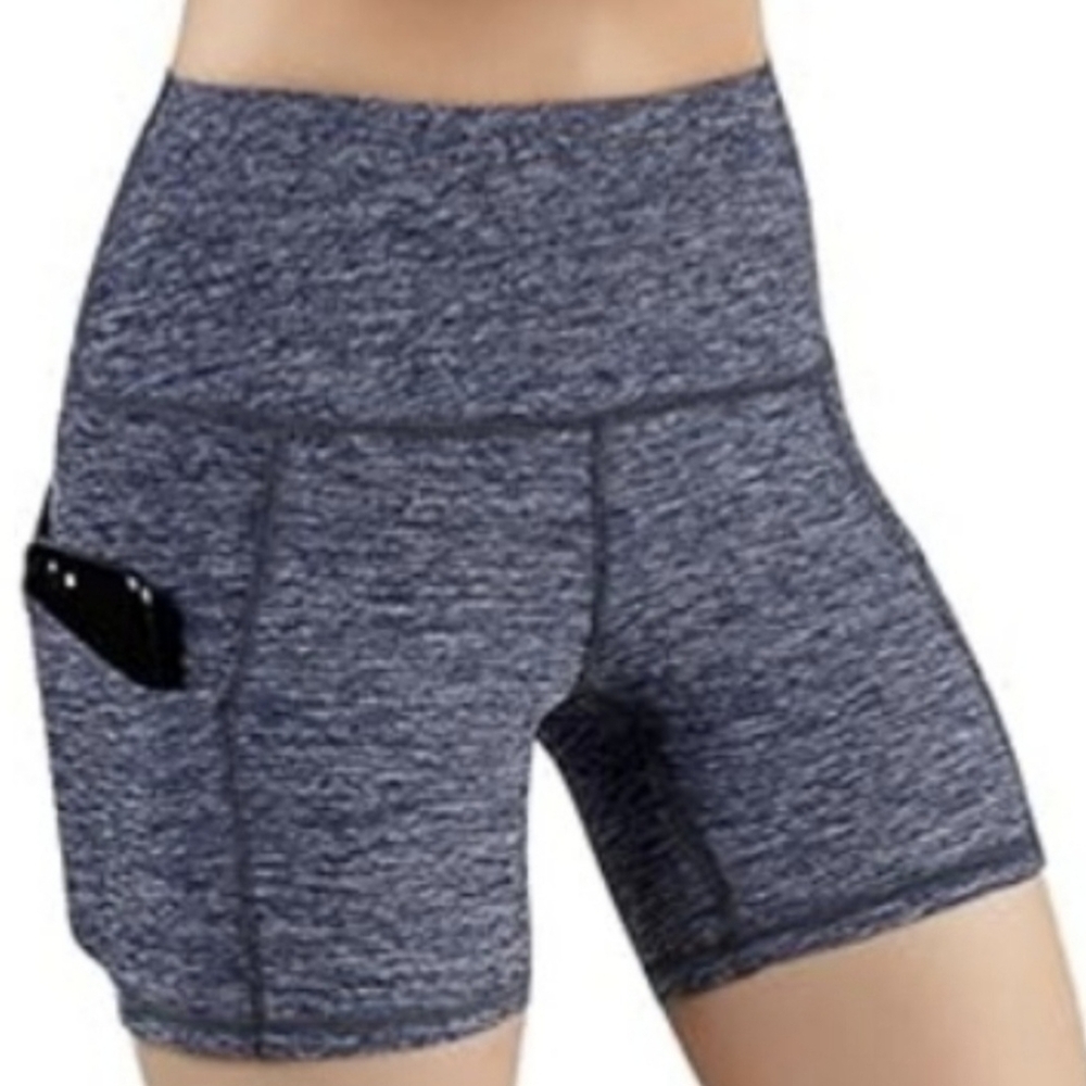 ODODOS Tummy Control Yoga shorts, High Waist w pockets athletic workout, Large